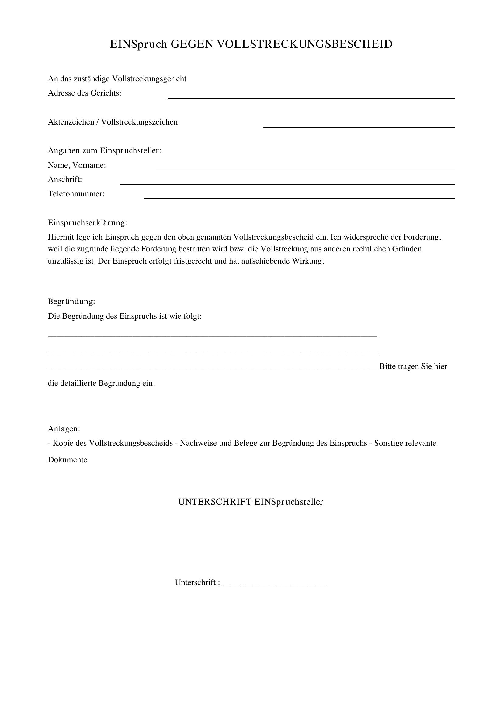 Einspruch Gegen Vollstreckungsbescheid Muster