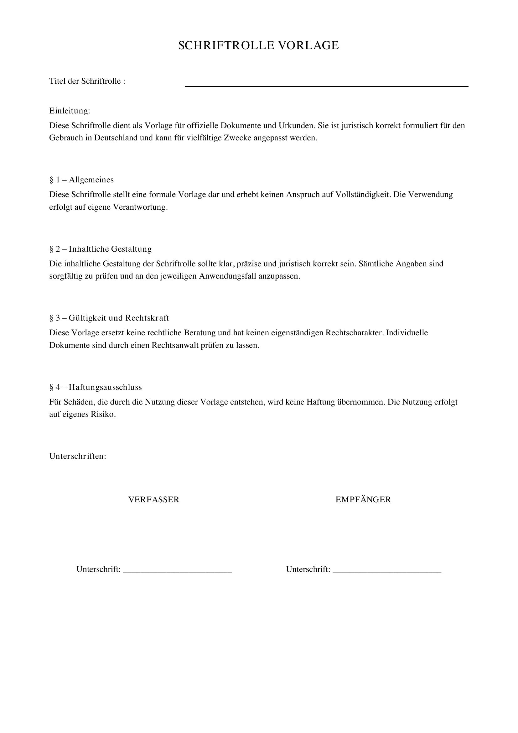 Schriftrolle Vorlage