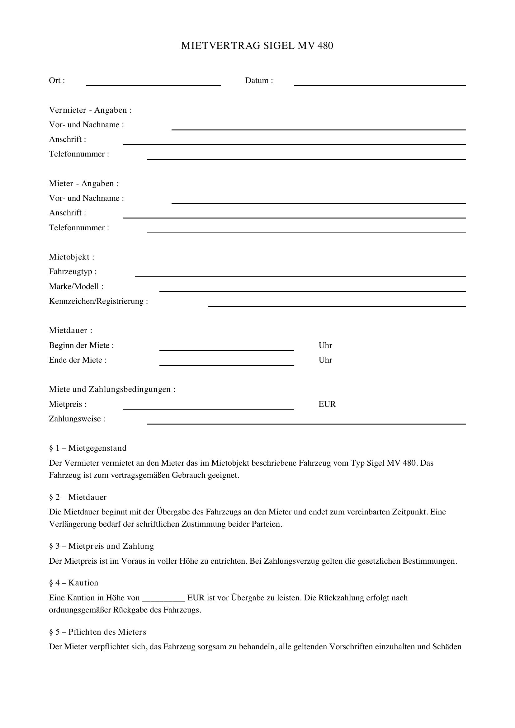 Sigel Mietvertrag Mv 480 Download